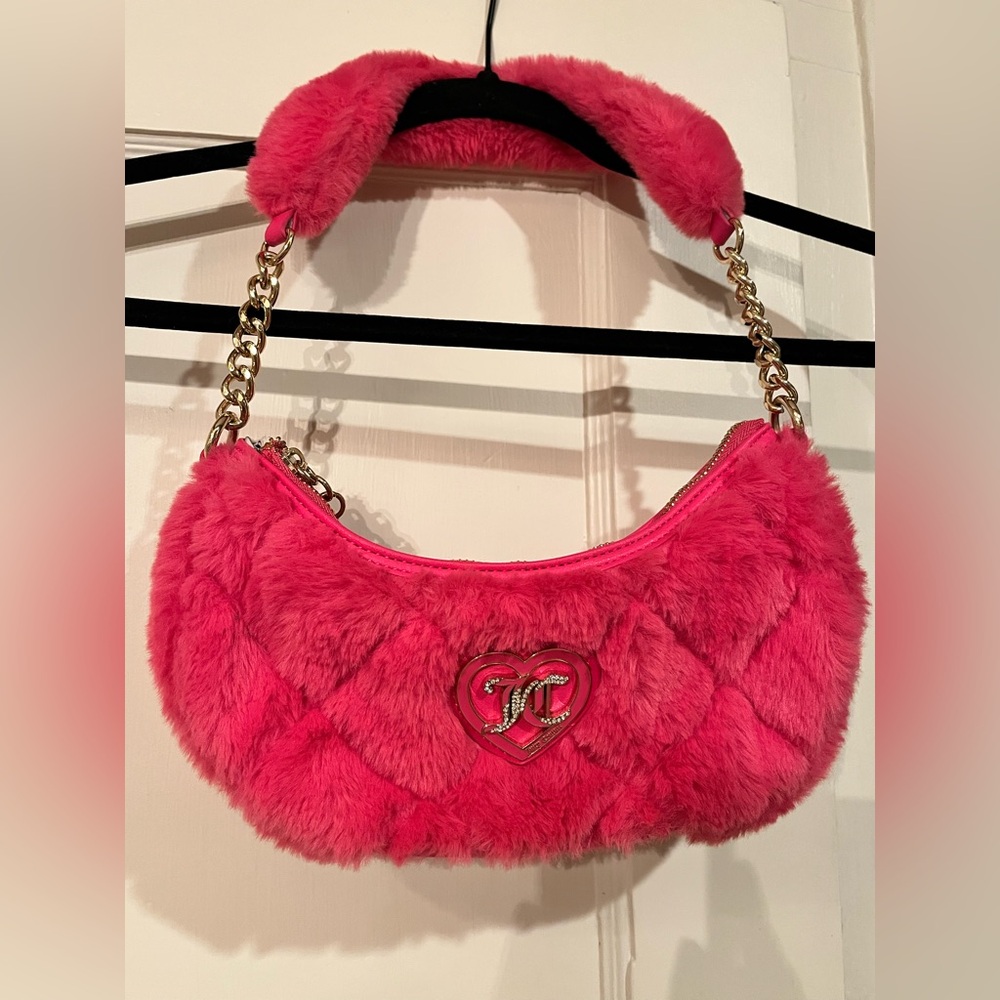 Juicy Couture Vibrant Pink Faux Fur Shoulder Bag